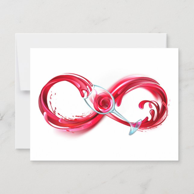 Infinity with Red Wine Magnetic Invitation (Front)