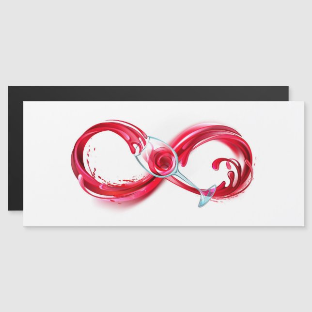 Infinity with Red Wine Magnetic Invitation (Front/Back)