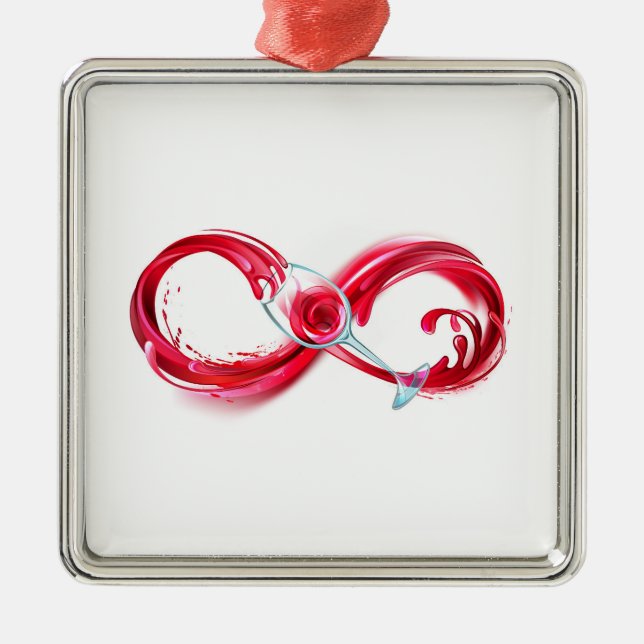 Infinity with Red Wine Metal Ornament (Front)