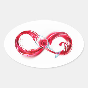 Infinity with Red Wine Oval Sticker