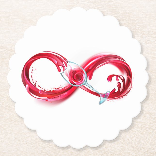 Infinity with Red Wine Paper Coaster (Front)