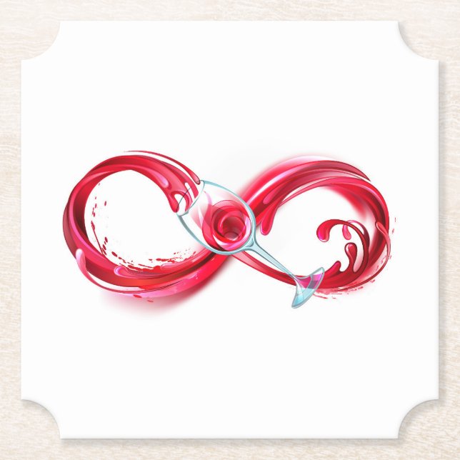 Infinity with Red Wine Paper Coaster (Front)