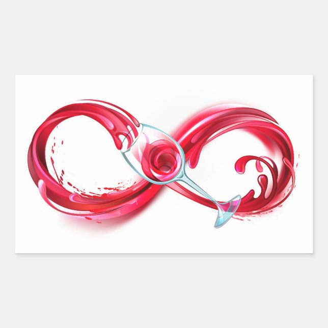 Infinity with Red Wine Rectangular Sticker (Front)