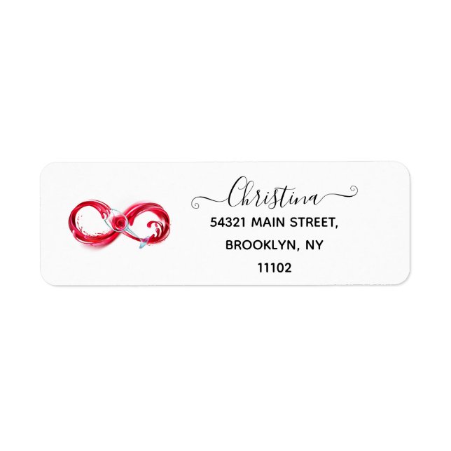 Infinity with Red Wine Return Address Label (Front)