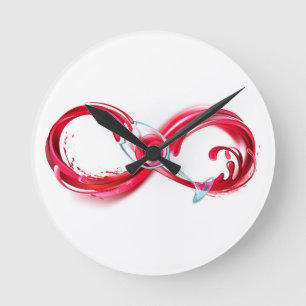 Infinity with Red Wine Round Clock