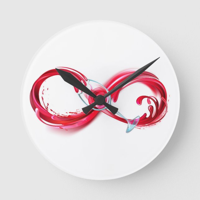 Infinity with Red Wine Round Clock (Front)