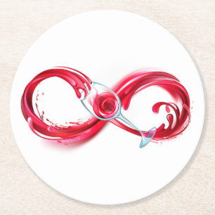 Infinity with Red Wine Round Paper Coaster