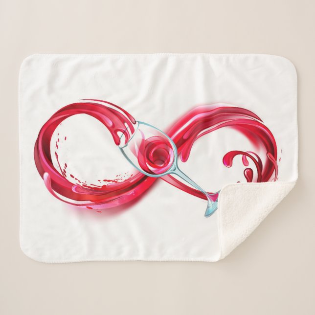 Infinity with Red Wine Sherpa Blanket (Front (Horizontal))