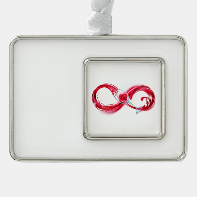 Infinity with Red Wine Silver Plated Framed Ornament (Front)