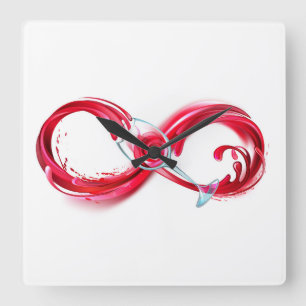 Infinity with Red Wine Square Wall Clock