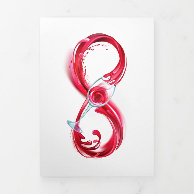 Infinity with Red Wine Tri-Fold Card (Cover)