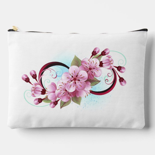Infinity with Sakura Blossom Flowers Accessory Pouch (Front)