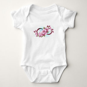 Infinity with Sakura Blossom Flowers Baby Bodysuit