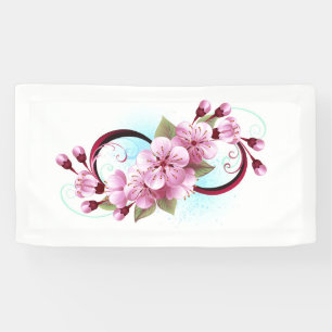 Infinity with Sakura Blossom Flowers Banner