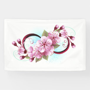 Infinity with Sakura Blossom Flowers Banner