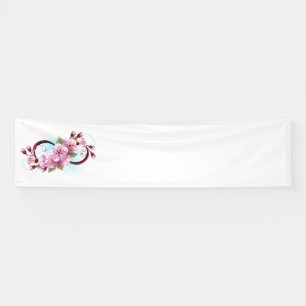 Infinity with Sakura Blossom Flowers Banner
