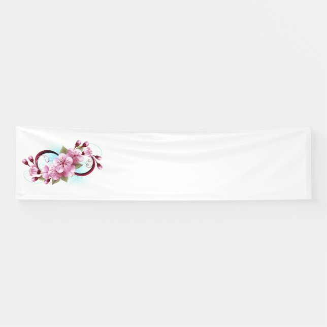 Infinity with Sakura Blossom Flowers Banner (Horizontal)