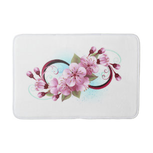 Infinity with Sakura Blossom Flowers Bath Mat