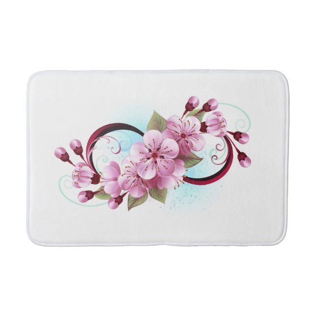Infinity with Sakura Blossom Flowers Bath Mat (Front)