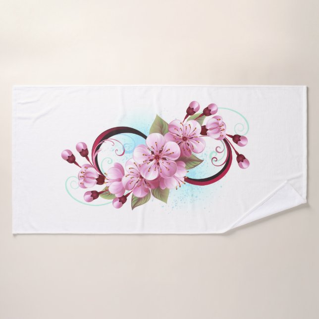 Infinity with Sakura Blossom Flowers Bath Towel (Bath Towel)