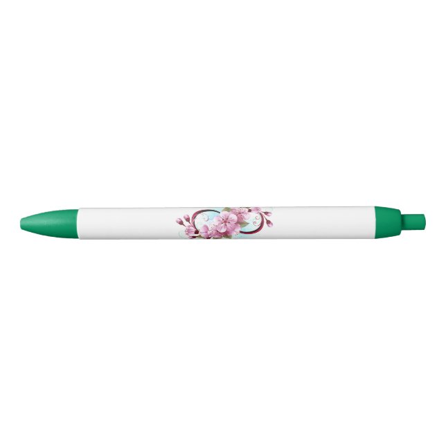 Infinity with Sakura Blossom Flowers Black Ink Pen (Front)