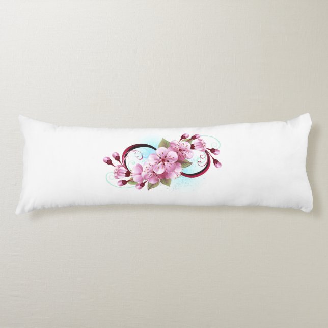Infinity with Sakura Blossom Flowers Body Cushion (Front)