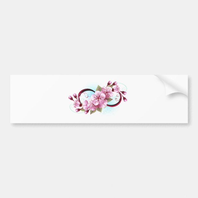 Infinity with Sakura Blossom Flowers Bumper Sticker (Front)