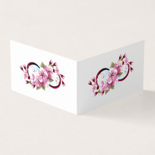 Infinity with Sakura Blossom Flowers Business Card