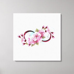 Infinity with Sakura Blossom Flowers Canvas Print