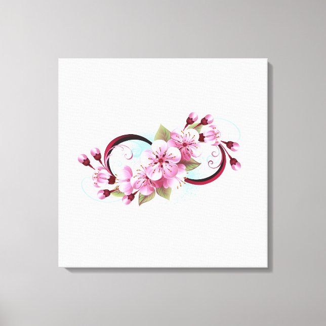 Infinity with Sakura Blossom Flowers Canvas Print (Front)