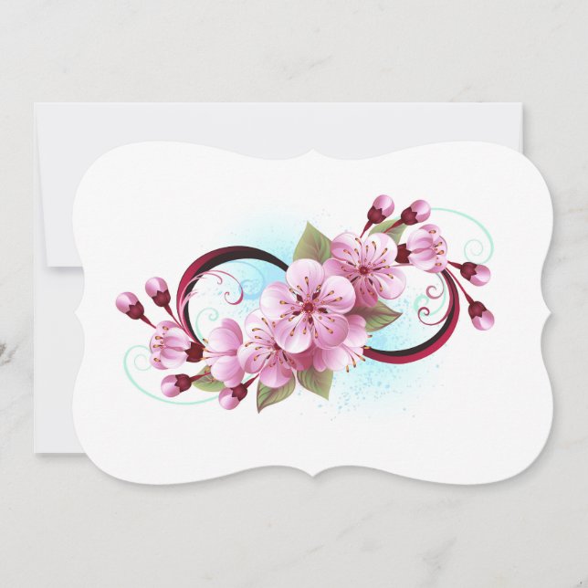 Infinity with Sakura Blossom Flowers Card (Front)