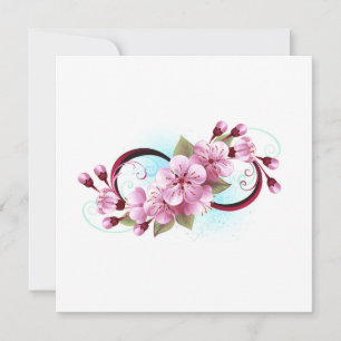 Infinity with Sakura Blossom Flowers Card