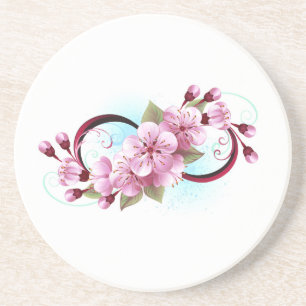 Infinity with Sakura Blossom Flowers Coaster