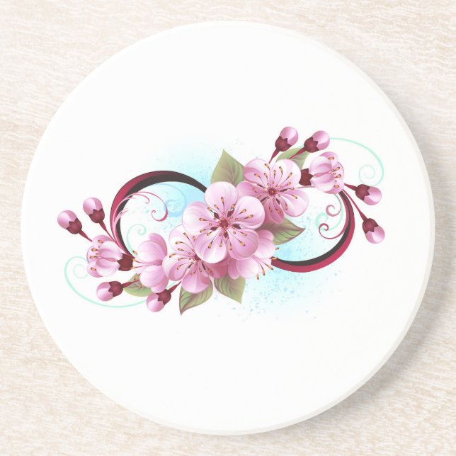 Infinity with Sakura Blossom Flowers Coaster (Front)