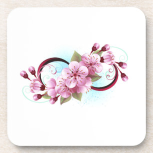 Infinity with Sakura Blossom Flowers Coaster