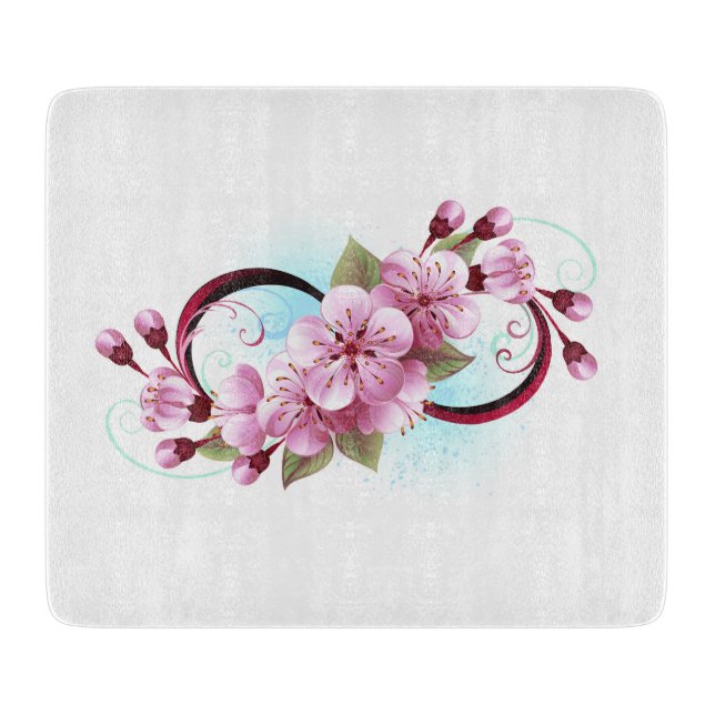 Infinity with Sakura Blossom Flowers Cutting Board (Front)