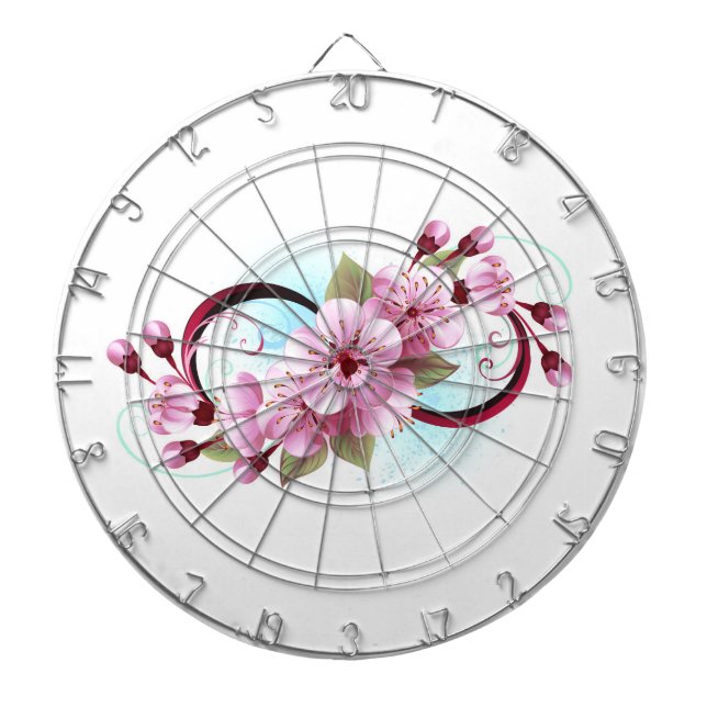 Infinity with Sakura Blossom Flowers Dartboard (Front)