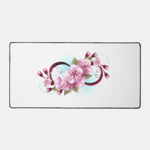 Infinity with Sakura Blossom Flowers Desk Mat