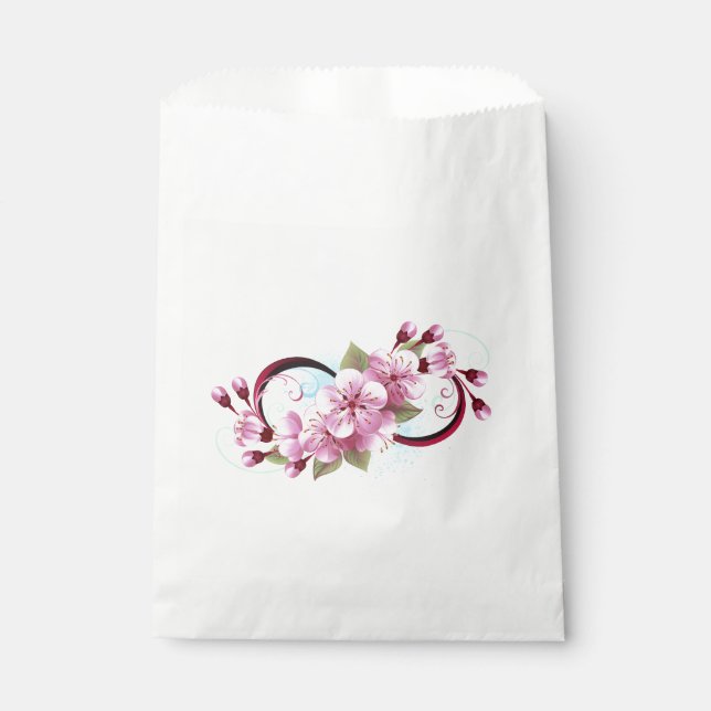 Infinity with Sakura Blossom Flowers Favour Bag (Front)