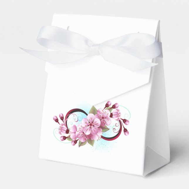 Infinity with Sakura Blossom Flowers Favour Box (Front Side)