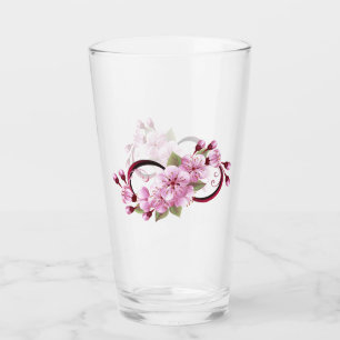 Infinity with Sakura Blossom Flowers Glass