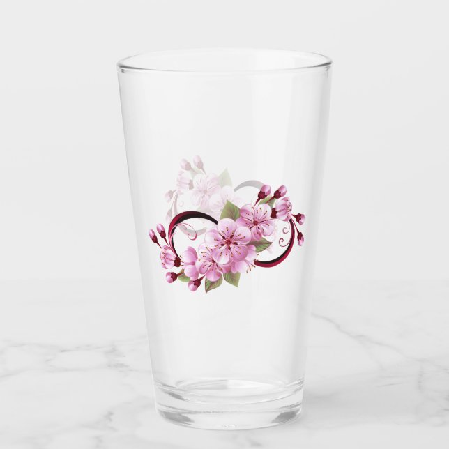 Infinity with Sakura Blossom Flowers Glass (Front)