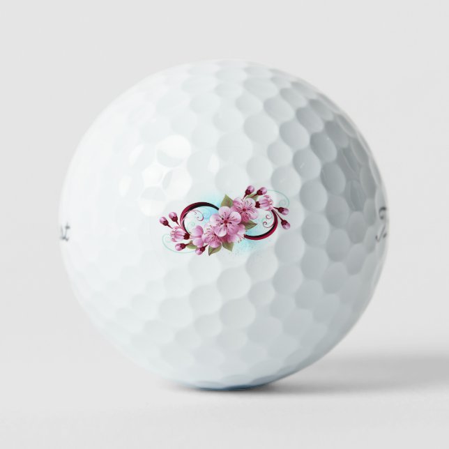 Infinity with Sakura Blossom Flowers Golf Balls (Front)