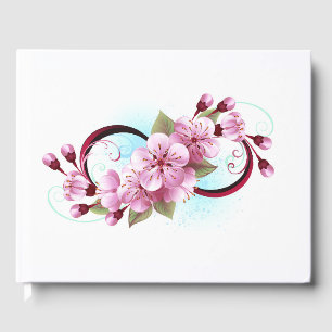Infinity with Sakura Blossom Flowers Guest Book