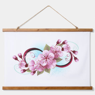 Infinity with Sakura Blossom Flowers Hanging Tapestry