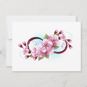 Infinity with Sakura Blossom Flowers Holiday Card