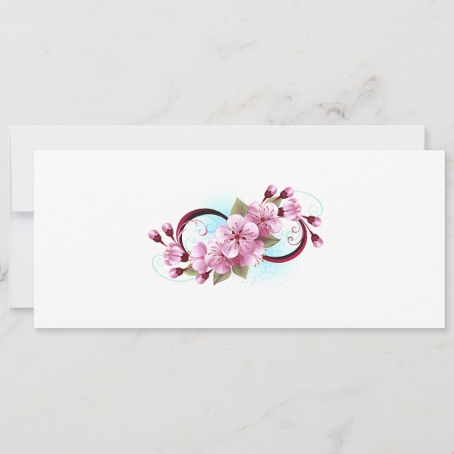 Infinity with Sakura Blossom Flowers Holiday Card (Front)