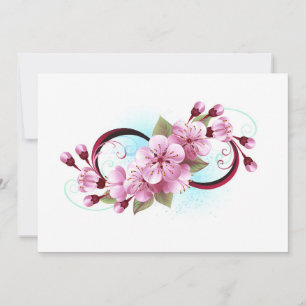 Infinity with Sakura Blossom Flowers Holiday Card