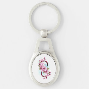 Infinity with Sakura Blossom Flowers Key Ring