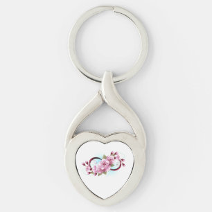 Infinity with Sakura Blossom Flowers Key Ring